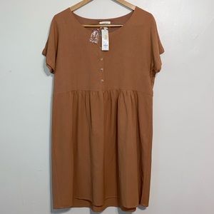 NWT Everly Peach Tan Linen Blend Tunic Top or Mini Dress size Medium